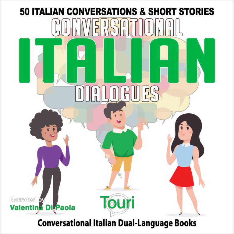 Conversational Italian Dialogues 50 Italian Conversations And Short   Italian Audiobook Cover Dialogues 768x768 